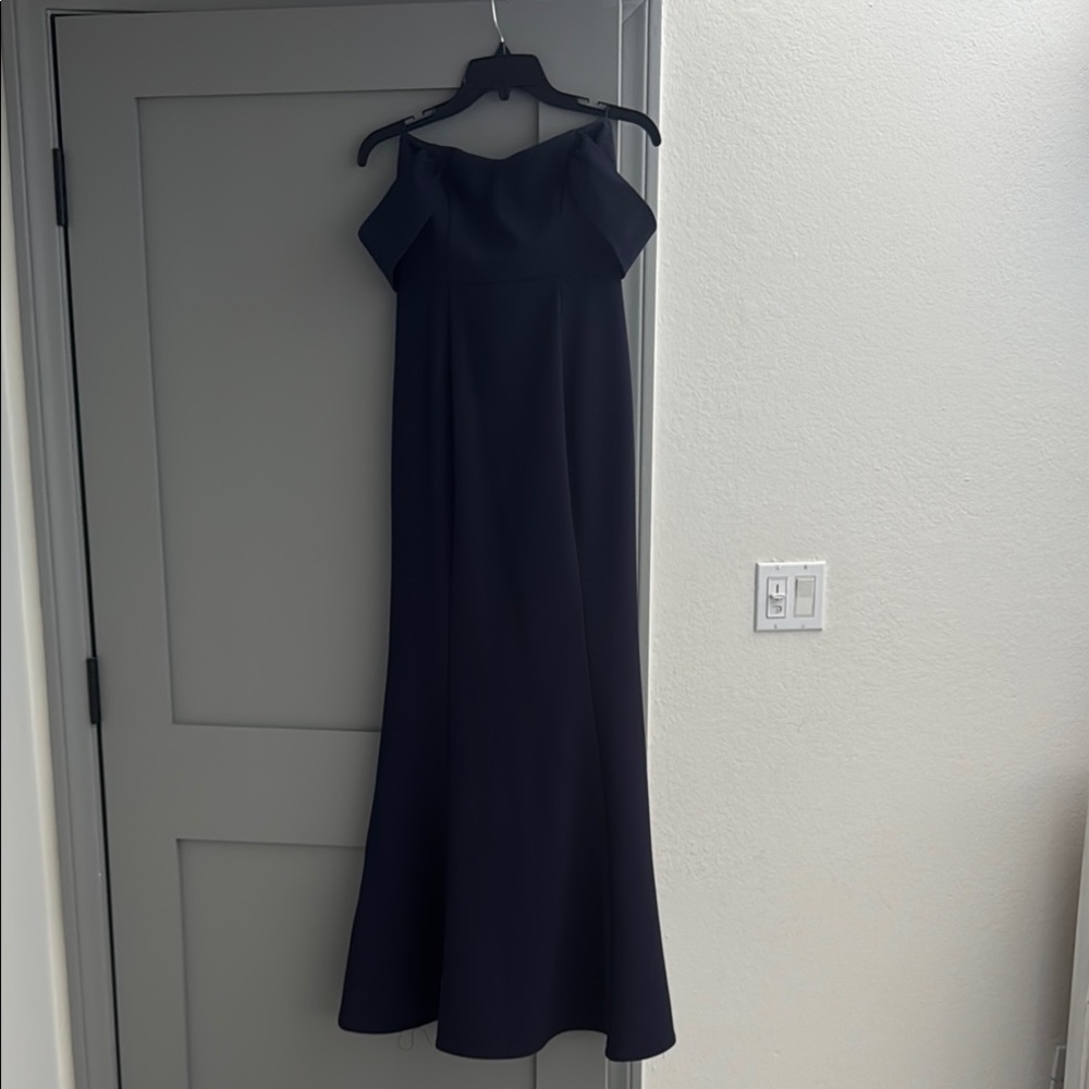Elegant Navy Off-Shoulder Dress